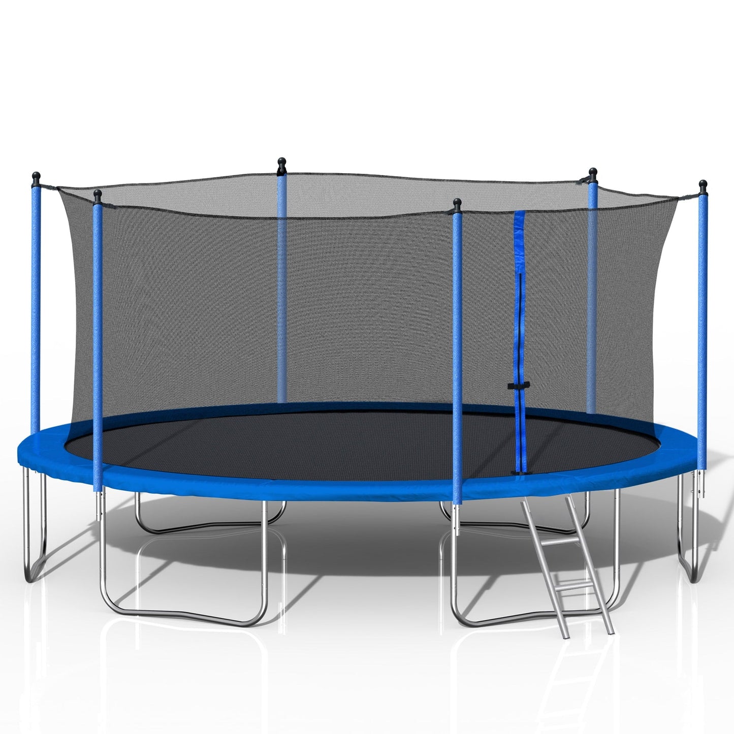 14FT Trampoline with Enclosure, Upgraded Kids Trampoline with Non-slip Ladder, Backyard Patio Family Outdoor Recreational Trampoline, Including All Accessories