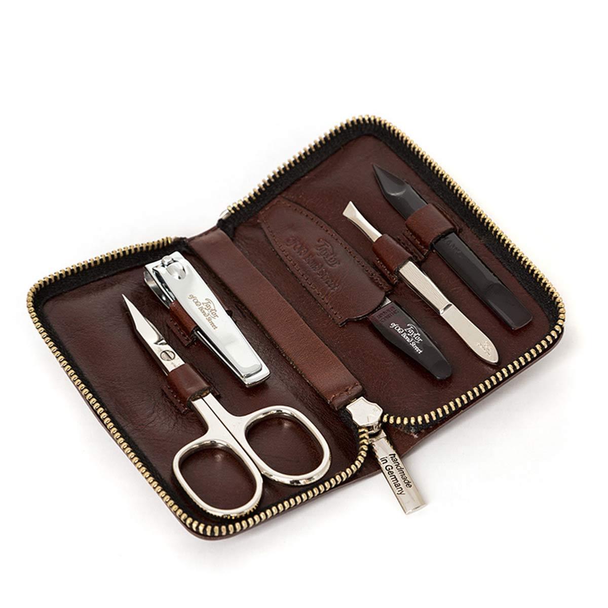 Taylor of Old Bond Street Brown Leather Manicure Set #10069007
