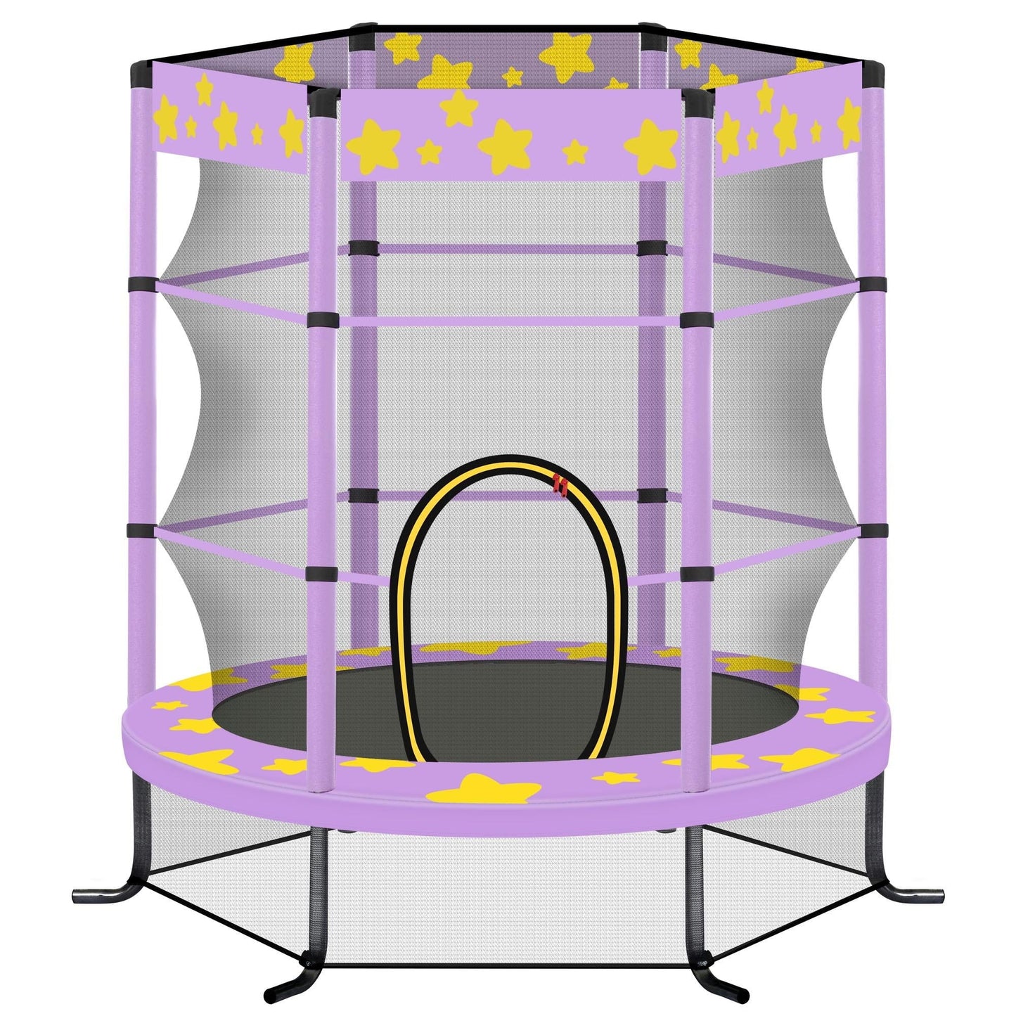 55'' Toddler Trampoline with Enclosure Net for Kids, Upgraded Kids Mini Trampoline for Outdoor Indoor, Round Recreational Small Trampoline Birthday Gift for Boys and Girls Aged 1 to 8, Purple