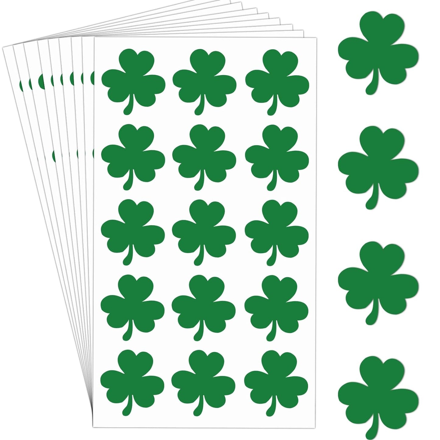 480 Pcs St. Patrick's Day Temporary Tattoos Shamrock Tattoo Stickers for Kids Adults Waterproof Clover Tattoos Apparel Accessories for Face Body Irish Party Decor, 32 Sheets