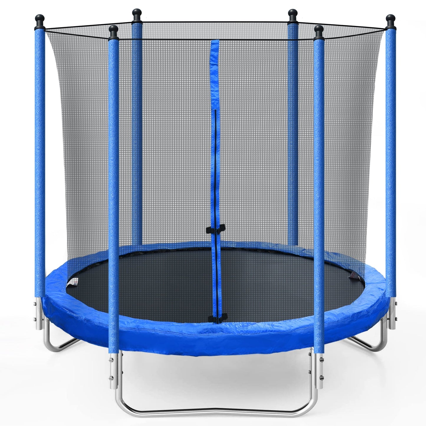 8FT Outdoor Trampoline with Enclosure Net and Ladder, Recreational Combo Bounce Trampoline for Kids and Adults, Trampoline with Waterproof Jump Mat for Indoor Outdoor Backyard