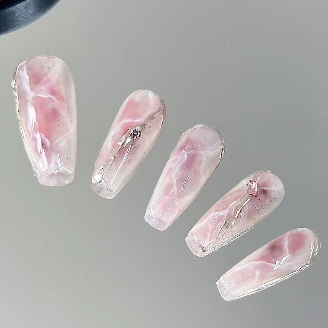 【Fog Rose】Watercolor Smudge handmade press on nail False Nails from SHOPQAQ