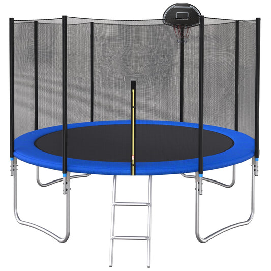 12FT Kids Adults Trampoline - Heavy-Duty Trampoline with Enclosure Net and Spring Pad, Large Trampolines Thickened for 6-8 Kids Jumping, All-Weather Trampolines for Outdoor Lawn Garden Yard