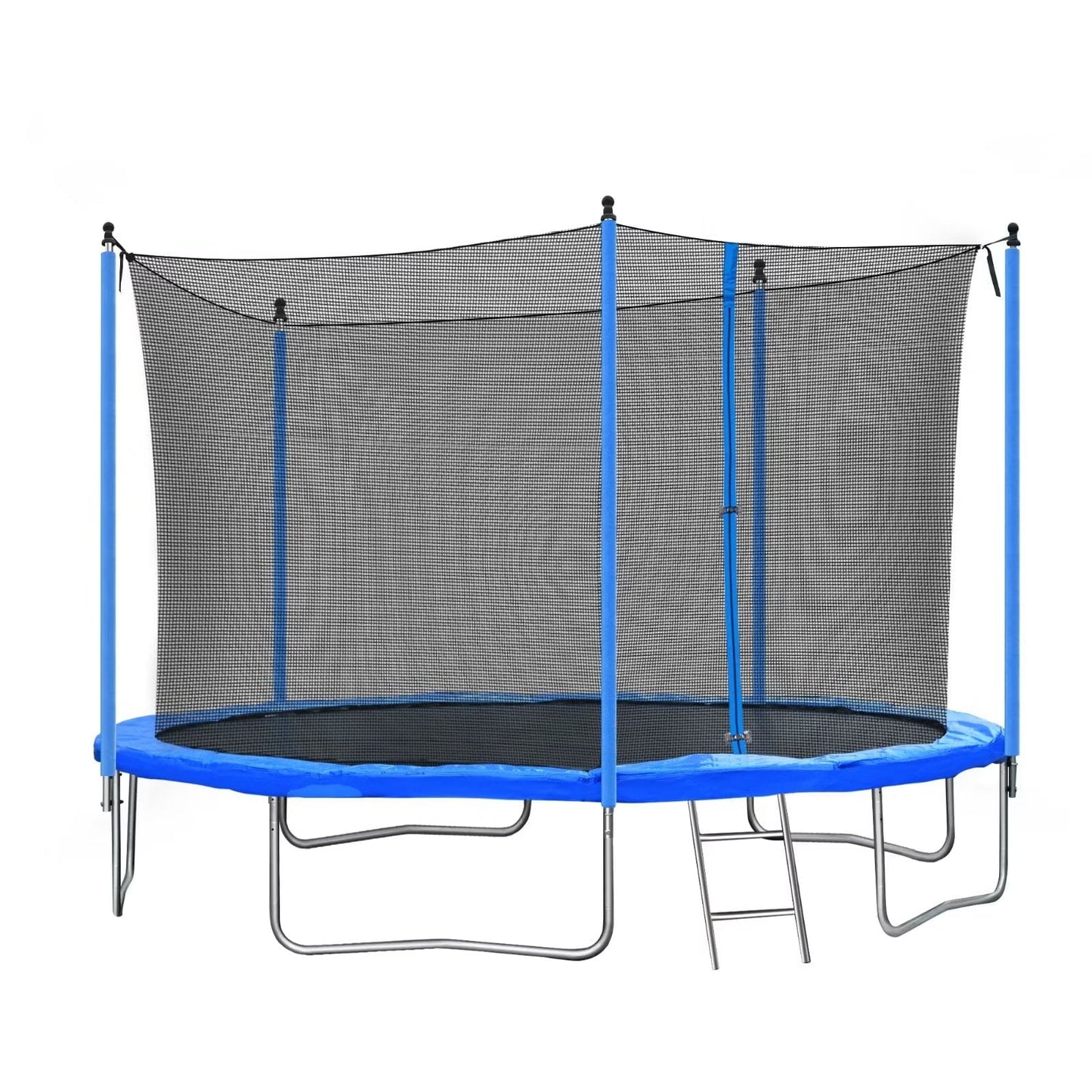 12FT Trampoline for Kids Teens Adults, Outdoor Recreational Trampoline with Safety Enclosure Net, Metal Ladder and Steel Tube, Combo Bounce Fitness Trampoline
