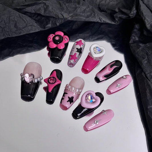Blackpink style handmade nails False Nails from SHOPQAQ