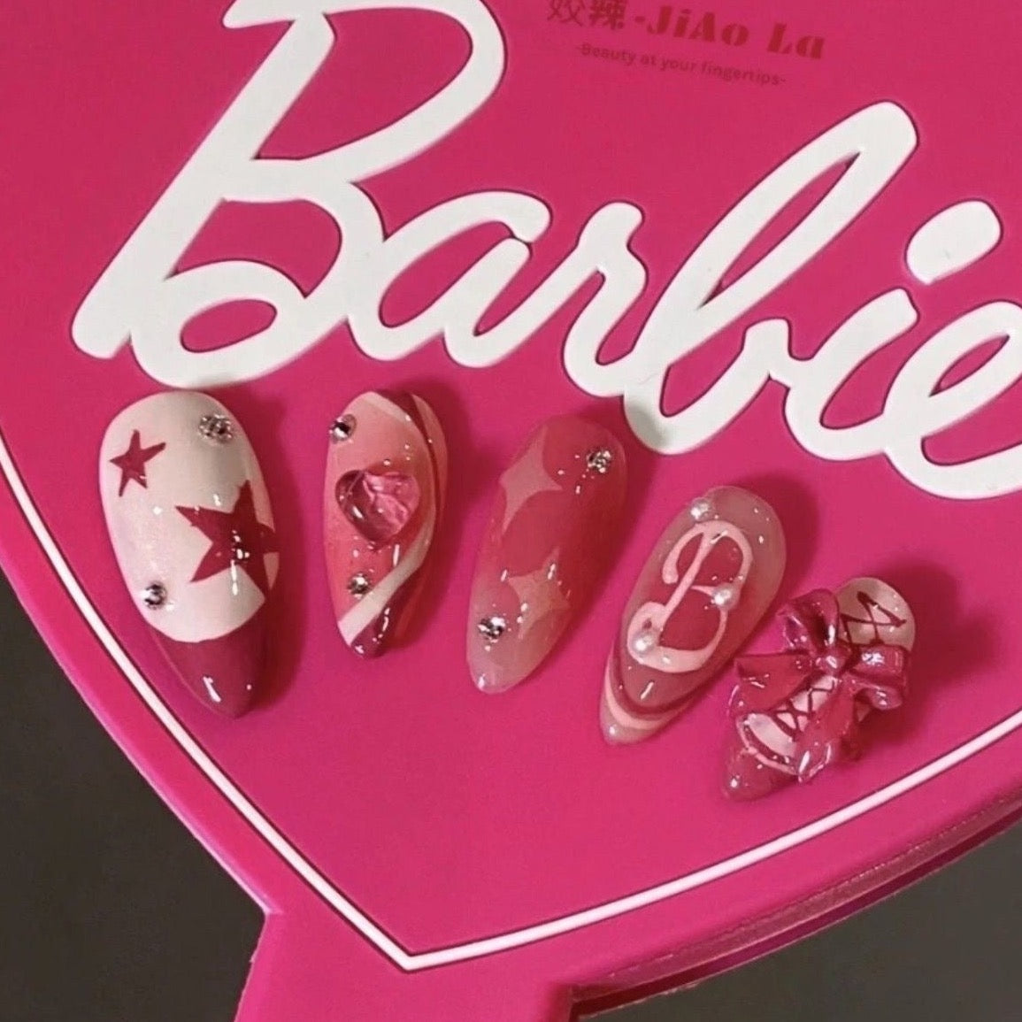 Barbie style  inspired by the moive pink barbie alond shape nails