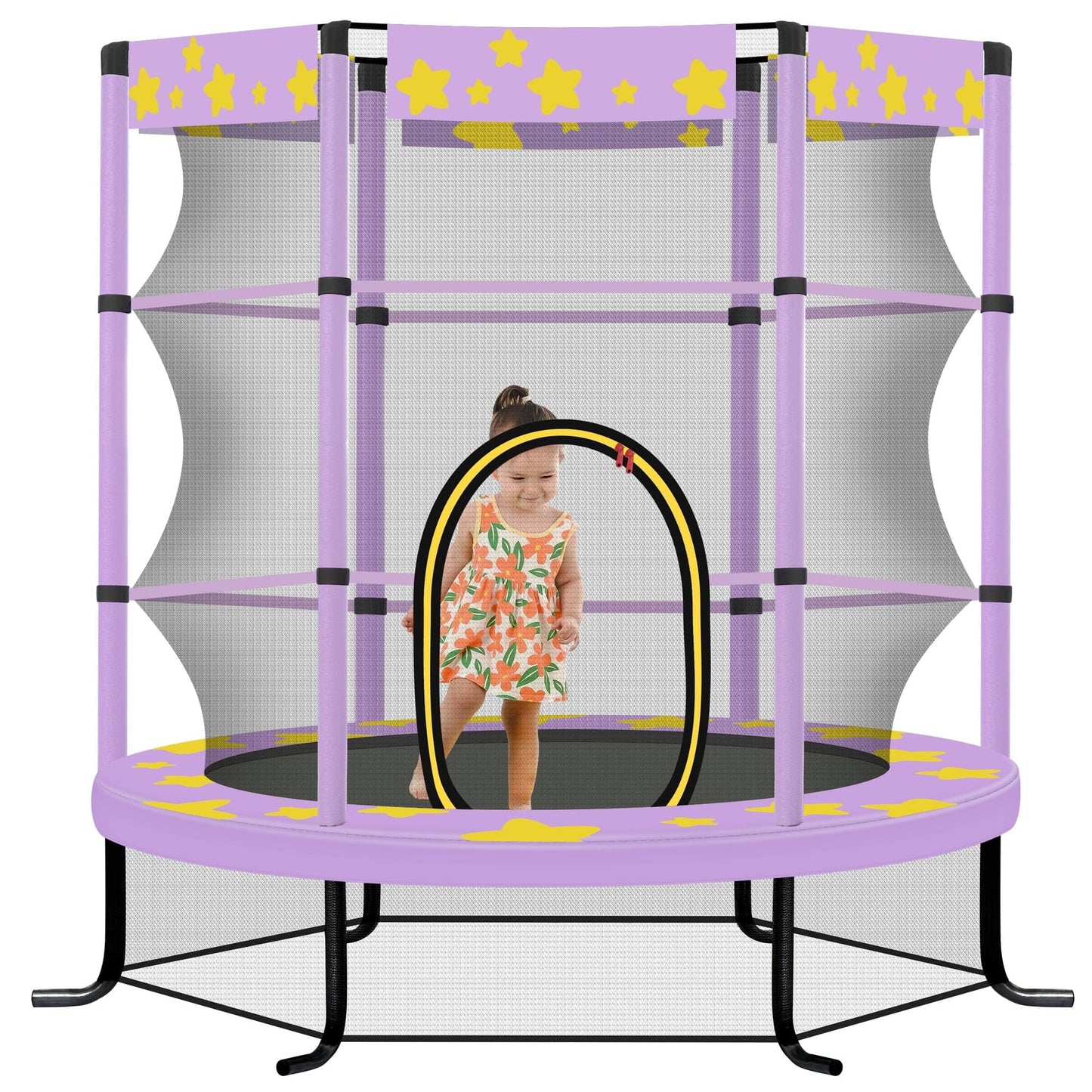 55' Kids Trampoline,5ft Indoor/Outdoor Mini Trampoline with Safety Enclosure for Ages 1-8, Purple