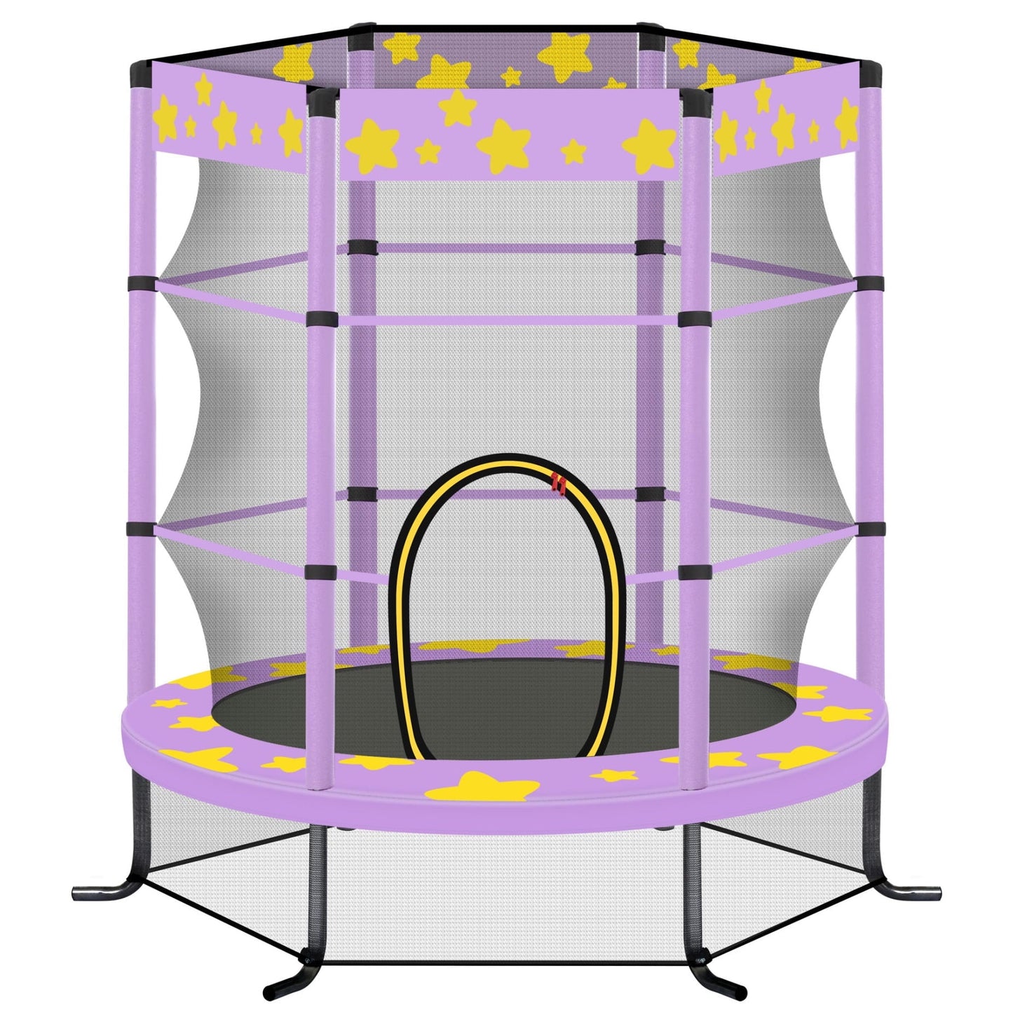 55'' Mini Trampoline with All-round Enclosure Net for Kids, 4.5FT Outdoor Indoor Trampoline with 6 Metal Legs Support 100LBS Load, Round Recreational Trampolines for Birthday Holiday Chrismas Gift, Pu