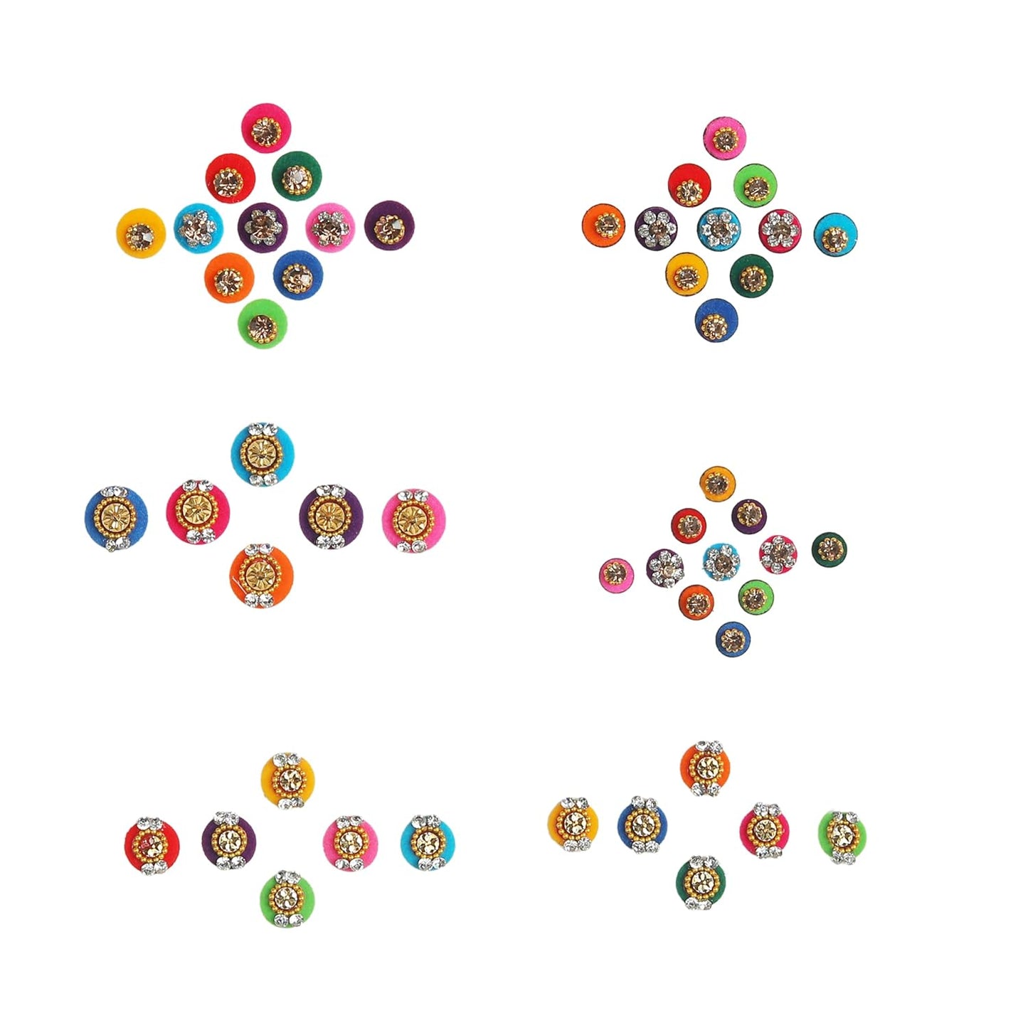 Bindi Pack of 6 Crystal Indian Traditional Designer Bindis Jewel For Forehead Face Tikka Multicolored Mixed Bindiya Stickers Adh esive Stone Bindi Body Tattoos for Women Girls Bride