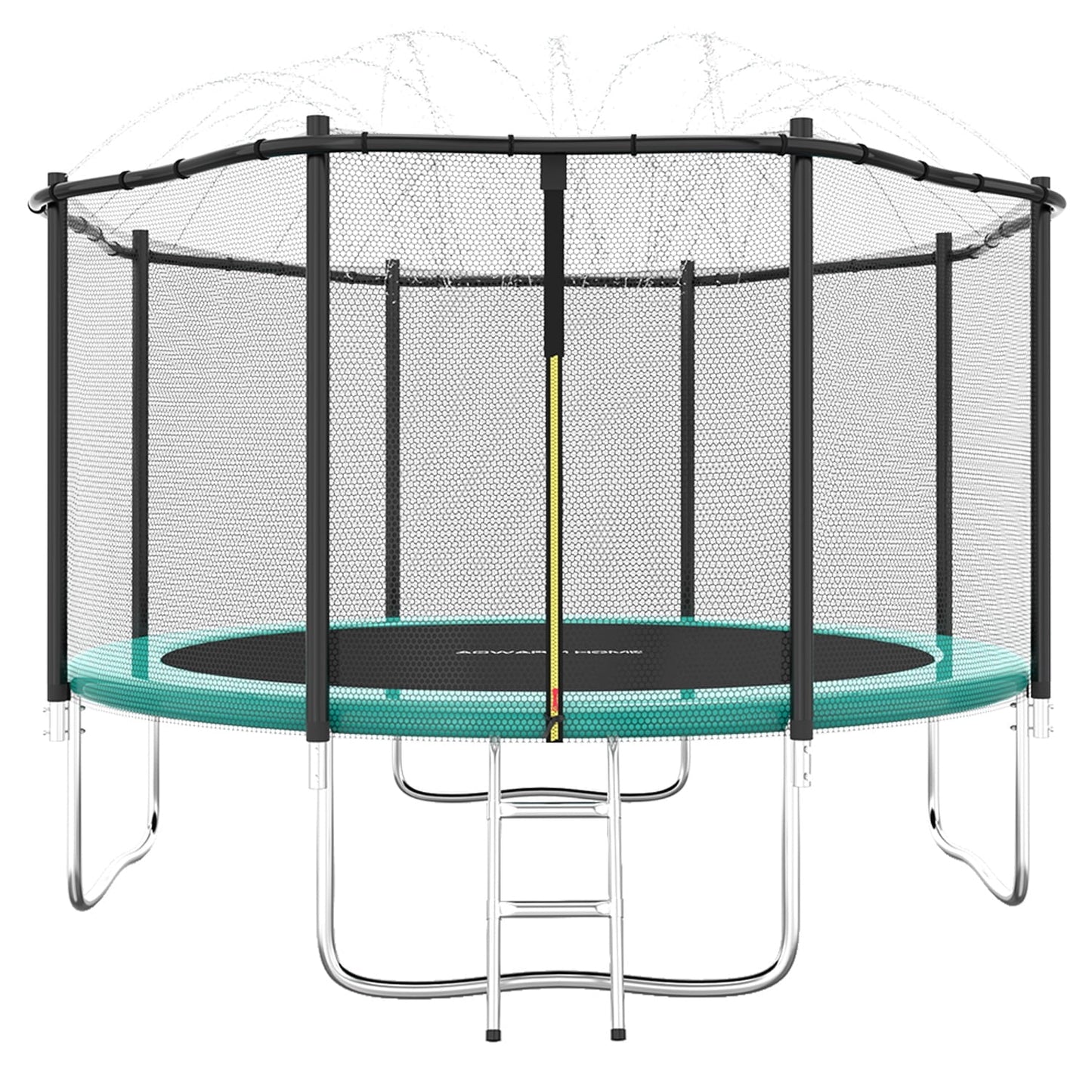 ACWARM HOME 10 FT Trampoline for Kids and Adults, Trampoline with Sprinkler and Safety Enclosure Net, Backyard Trampoline with Ladder, Outdoor Recreational Trampoline