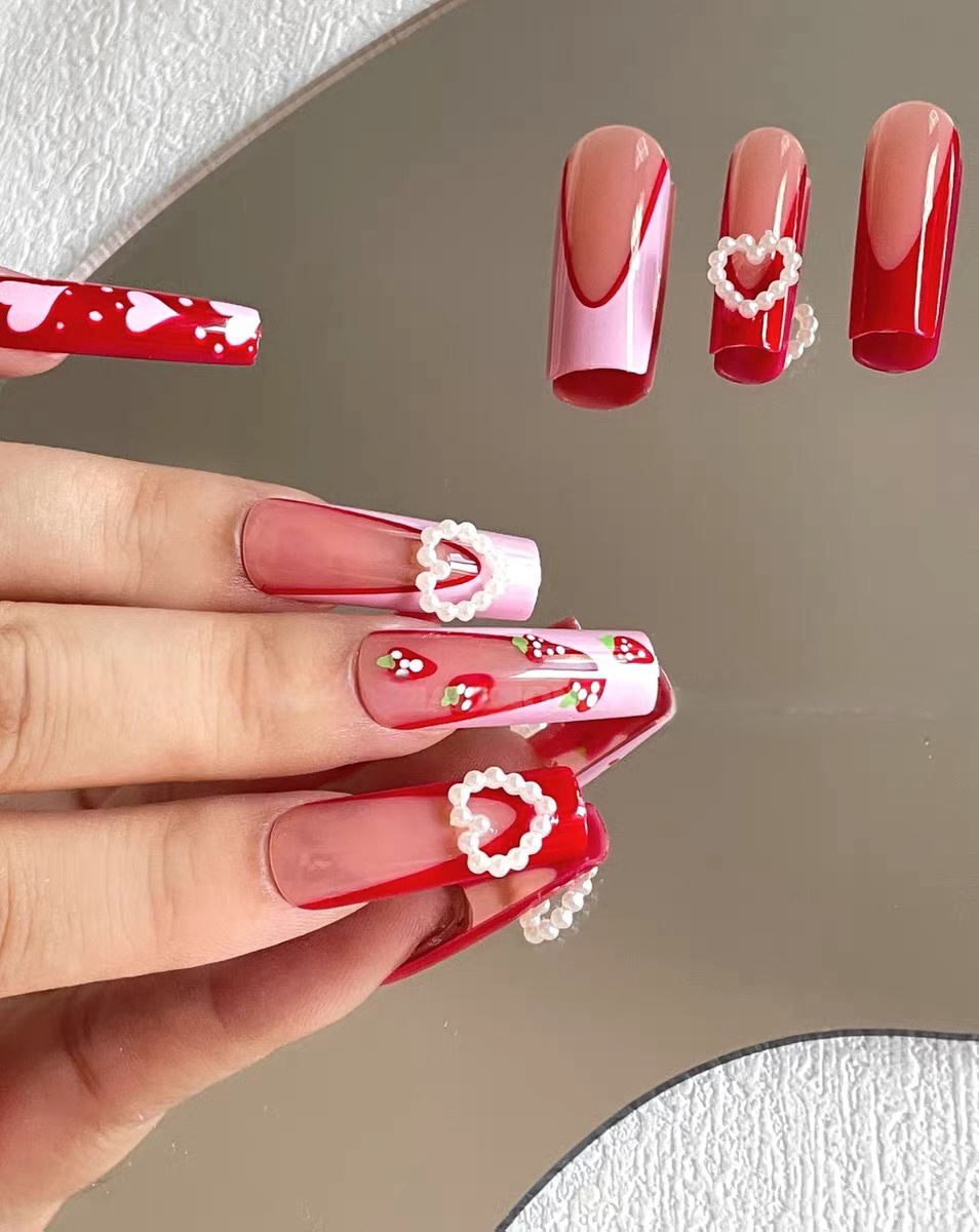 [Strawberry & Pearl hearts]
